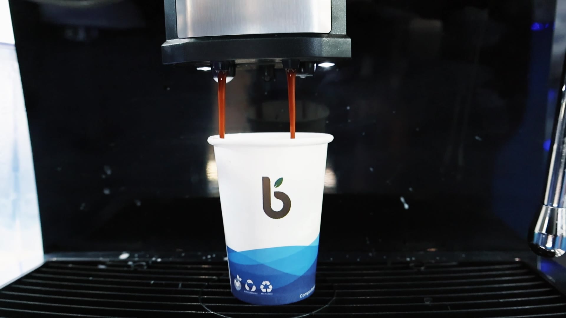 Coffee dispensing from AT31B into a cup