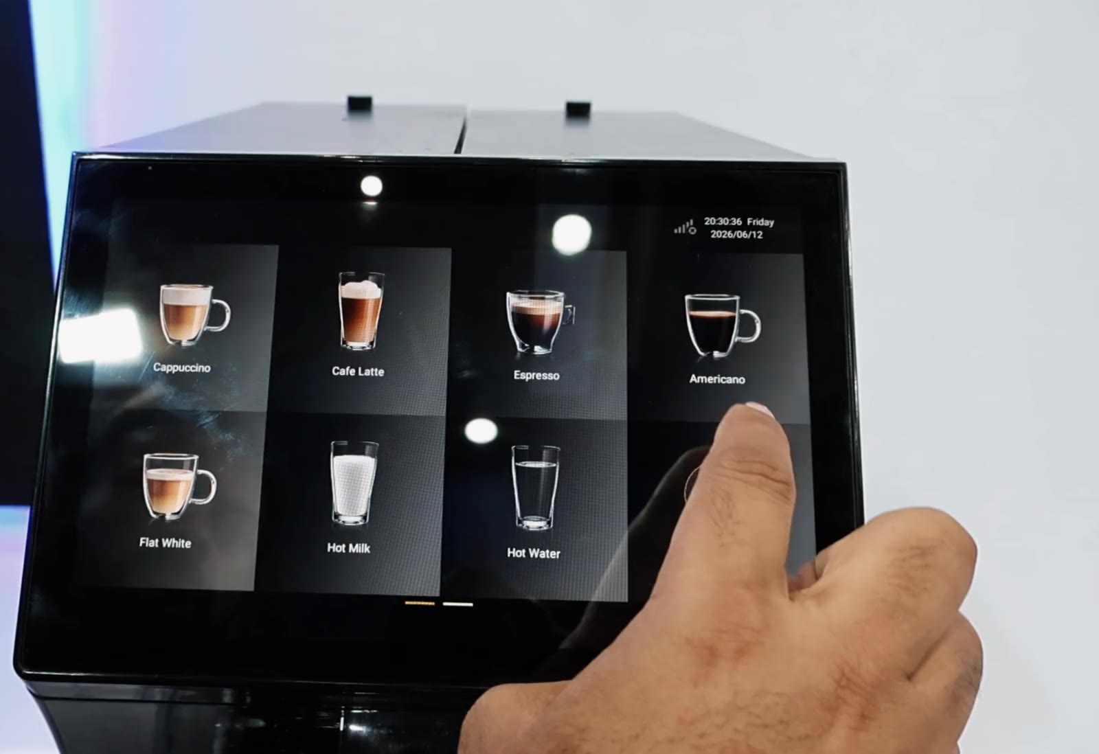A drink selected on the AT-103S touchscreen