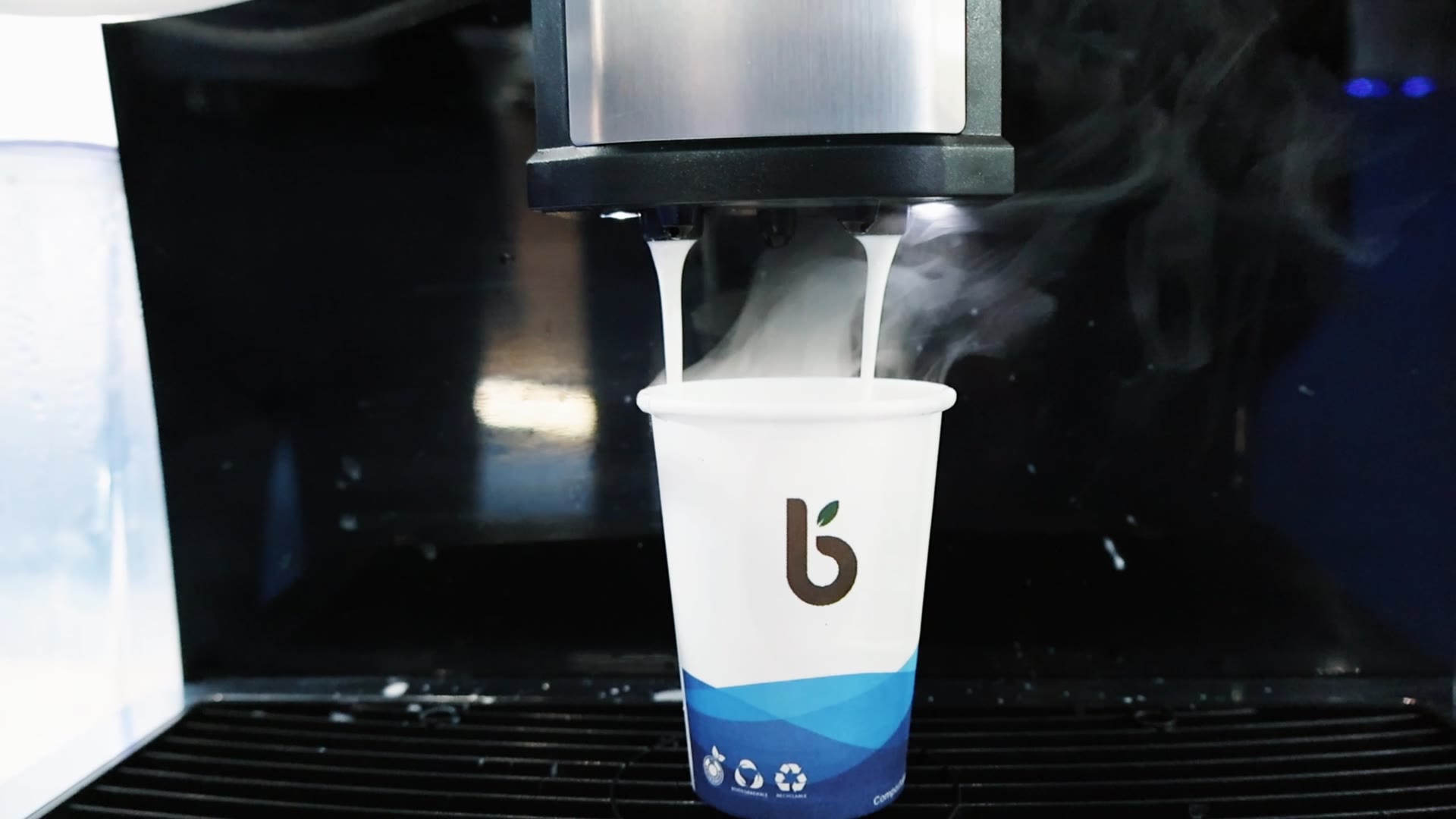 Fresh milk dispensing from AT31B into a cup